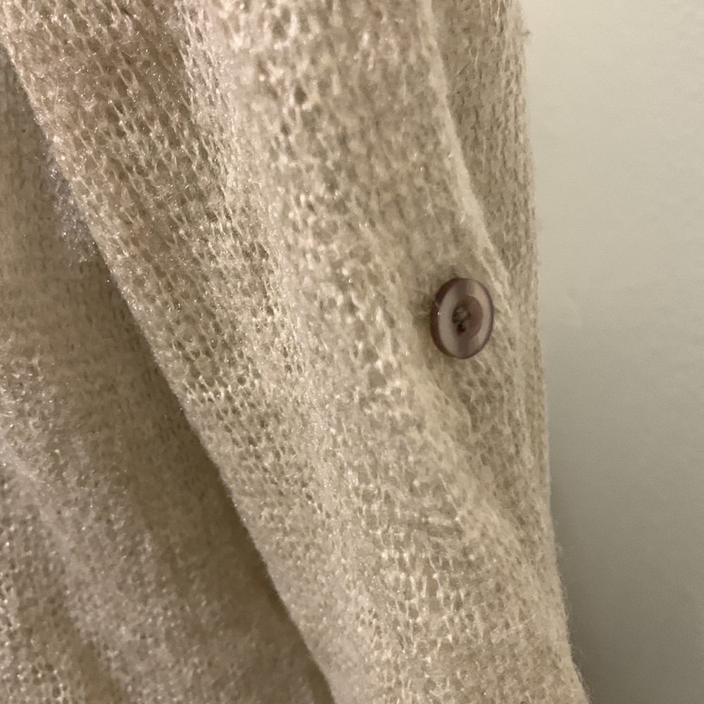 EUC Via Veneto Gorgeous Mohair Dream Moda Sweater Ruffled Lace Detail L/XL - Picture 3 of 8